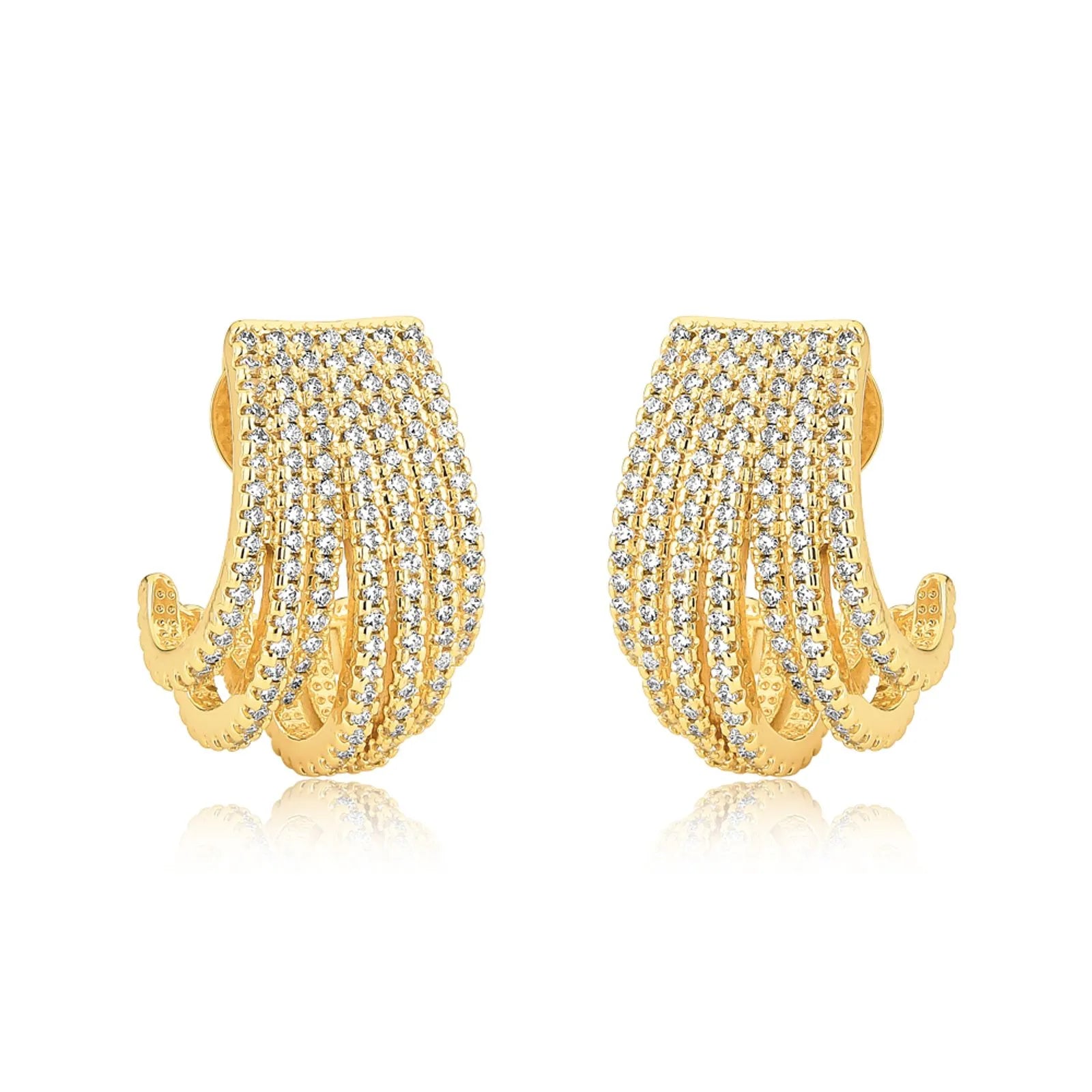 Brinco Fios Cravejados Banhado a Ouro 18k