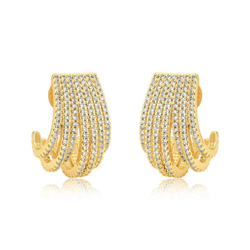 Brinco Fios Cravejados Banhado a Ouro 18k