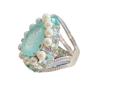 Anel Turmalina Light e Pérola