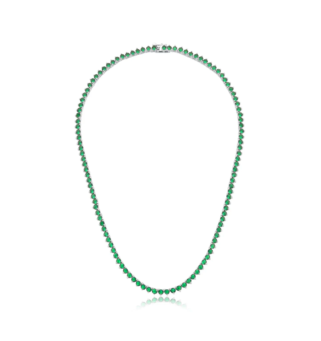 Riviera Esmeralda 3mm 3 garras Banhada a Ródio Branco