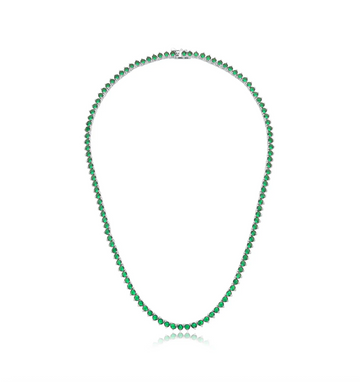 Riviera Esmeralda 3mm 3 garras Banhada a Ródio Branco