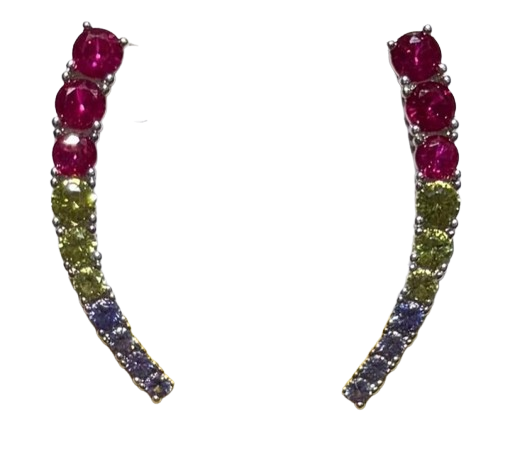 Brinco Ear Cuff Fio Zircônias Coloridas