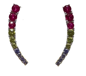 Brinco Ear Cuff Fio Zircônias Coloridas