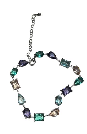 Pulseira Formas Cristais Morganita, Tanzanita e Esmeralda