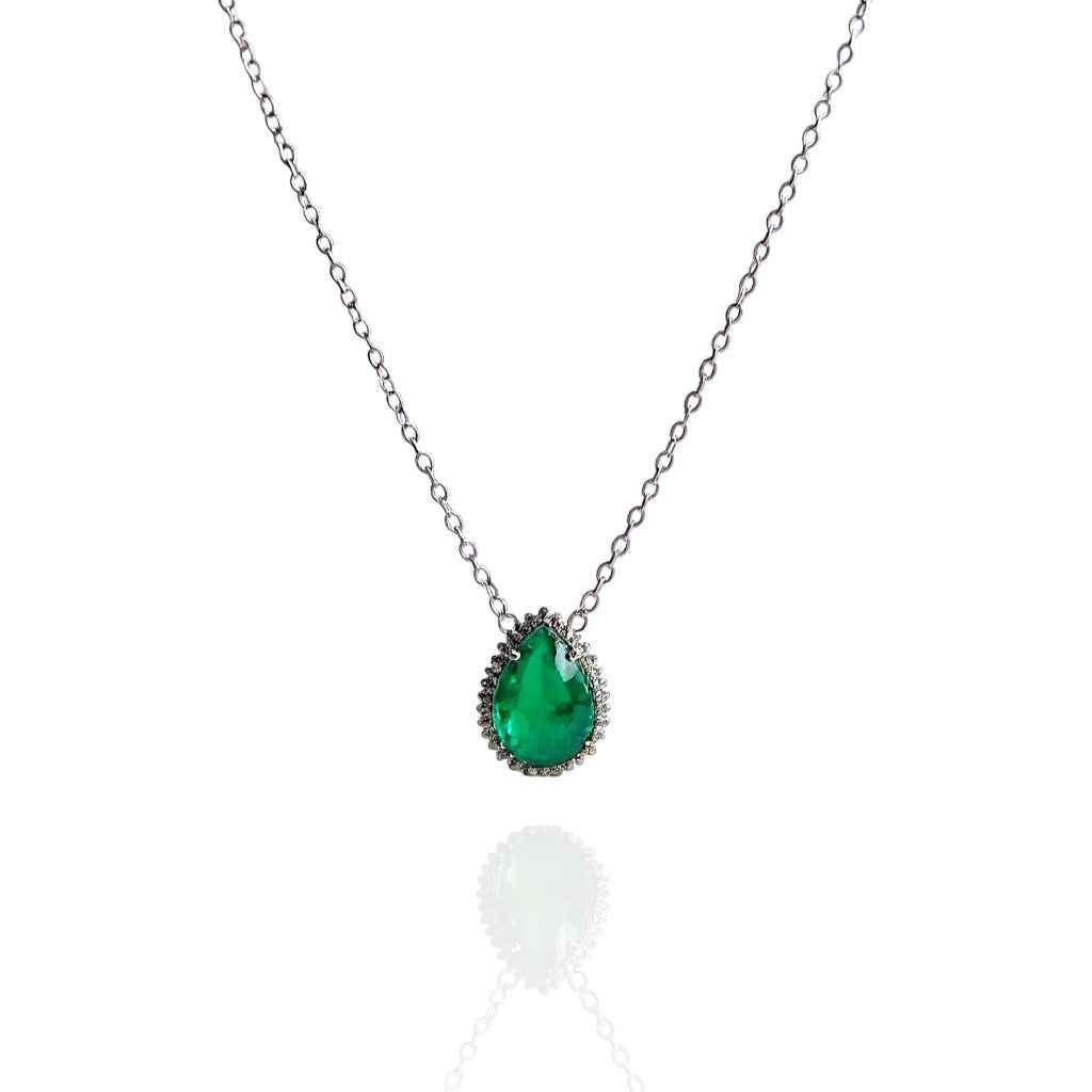 COLAR GOTA CRAVEJADO ESMERALDA