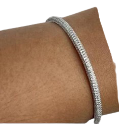 Bracelete Cravejado Zircônias Brancas Banhado a Ródio Branco