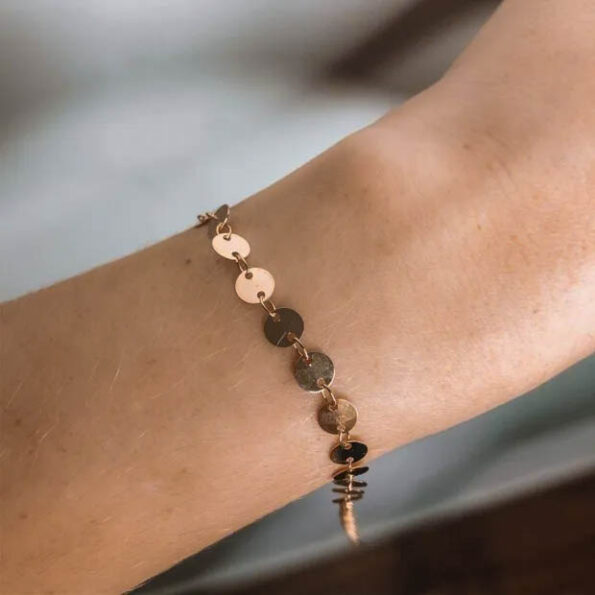 Pulseira Ajustável Veneziana Plaquinhas Banhada A Ouro 18k
