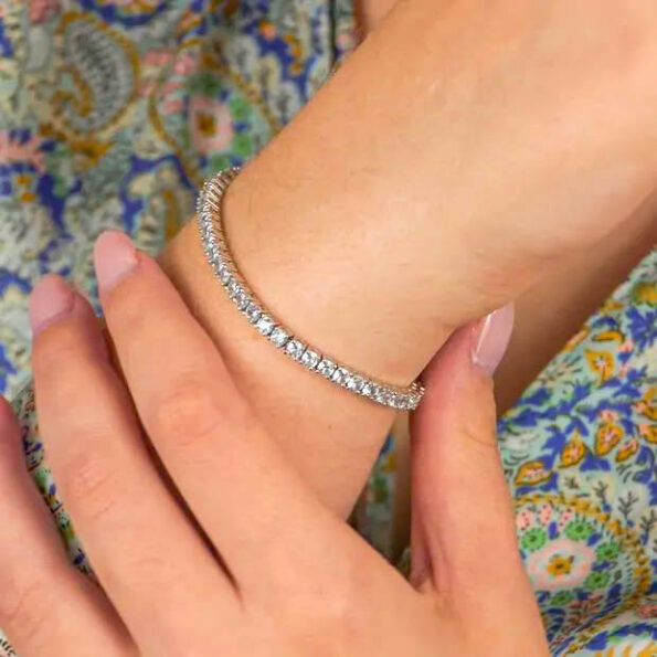 Pulseira Riviera Zircônias Brancas Banhado Em Ródio Branco (2)