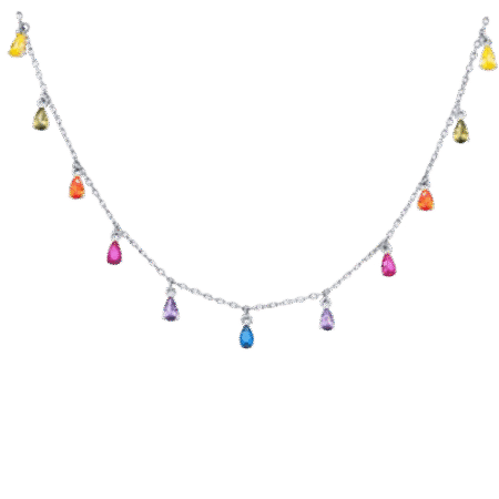 Colar Choker Gotas Liz banhado à ródio branco